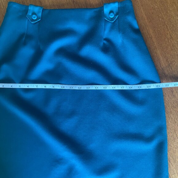 Vintage Teal Skirt with Leather-look accents - Size 8 - Office, Career, Work - Picture 7 of 13